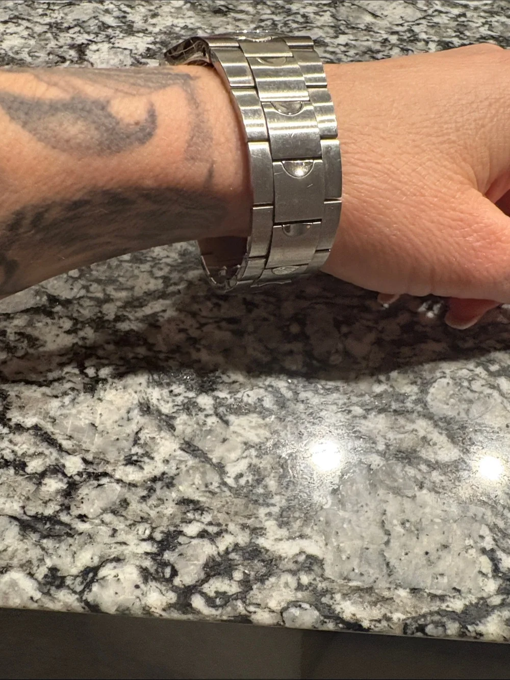 Movado Silver Stainless Steel Watch with Black Dial